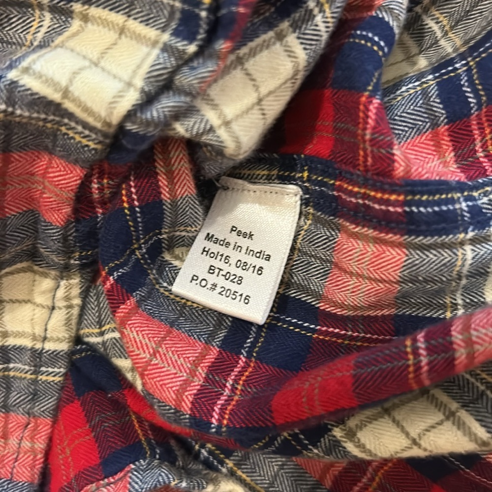 Peek Boys Button Down Plaid Shirt Blue Red White M 6-7 - Picture 3 of 6